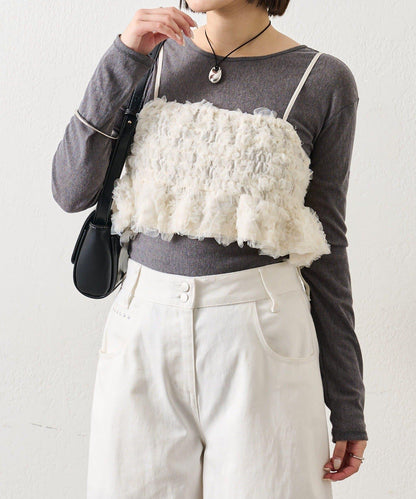 背部設計薄紗吊帶上衣