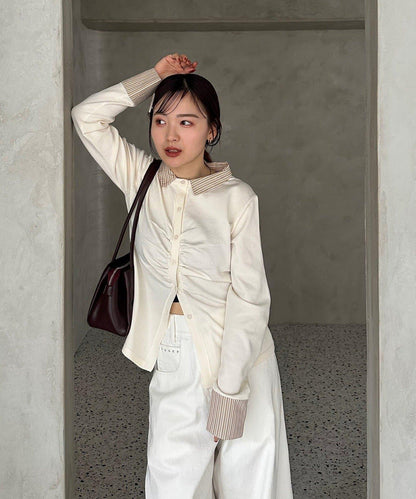 【@___s_m17企畫】條紋拼色假領針織衫