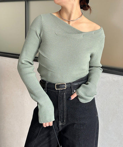 垂領羅紋針織套頭衫