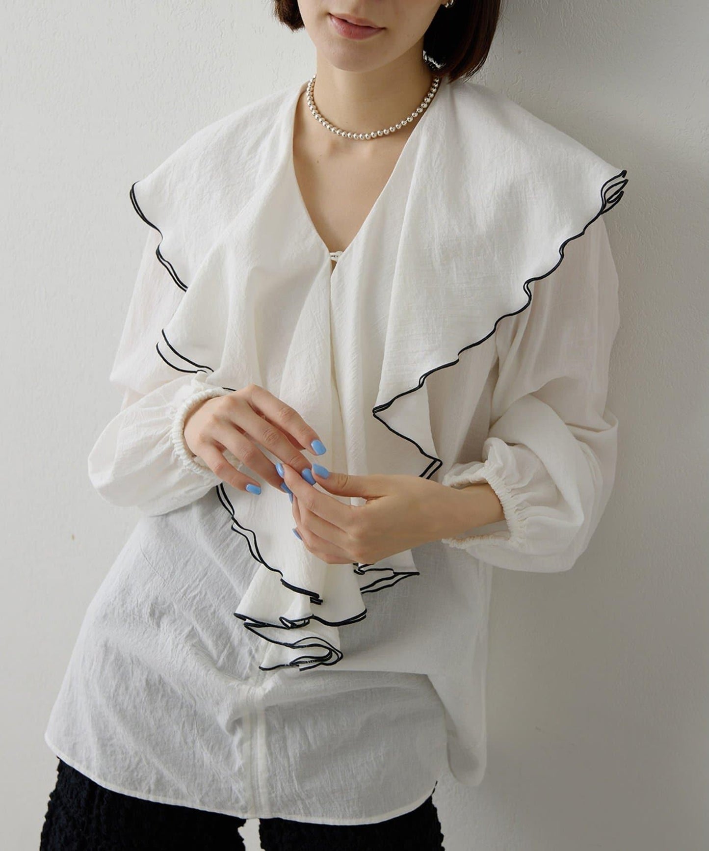 棉質荷葉邊襯衫