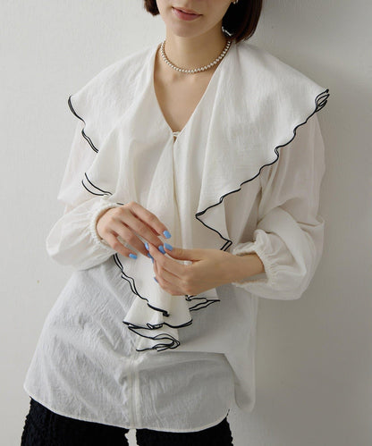 棉質荷葉邊襯衫