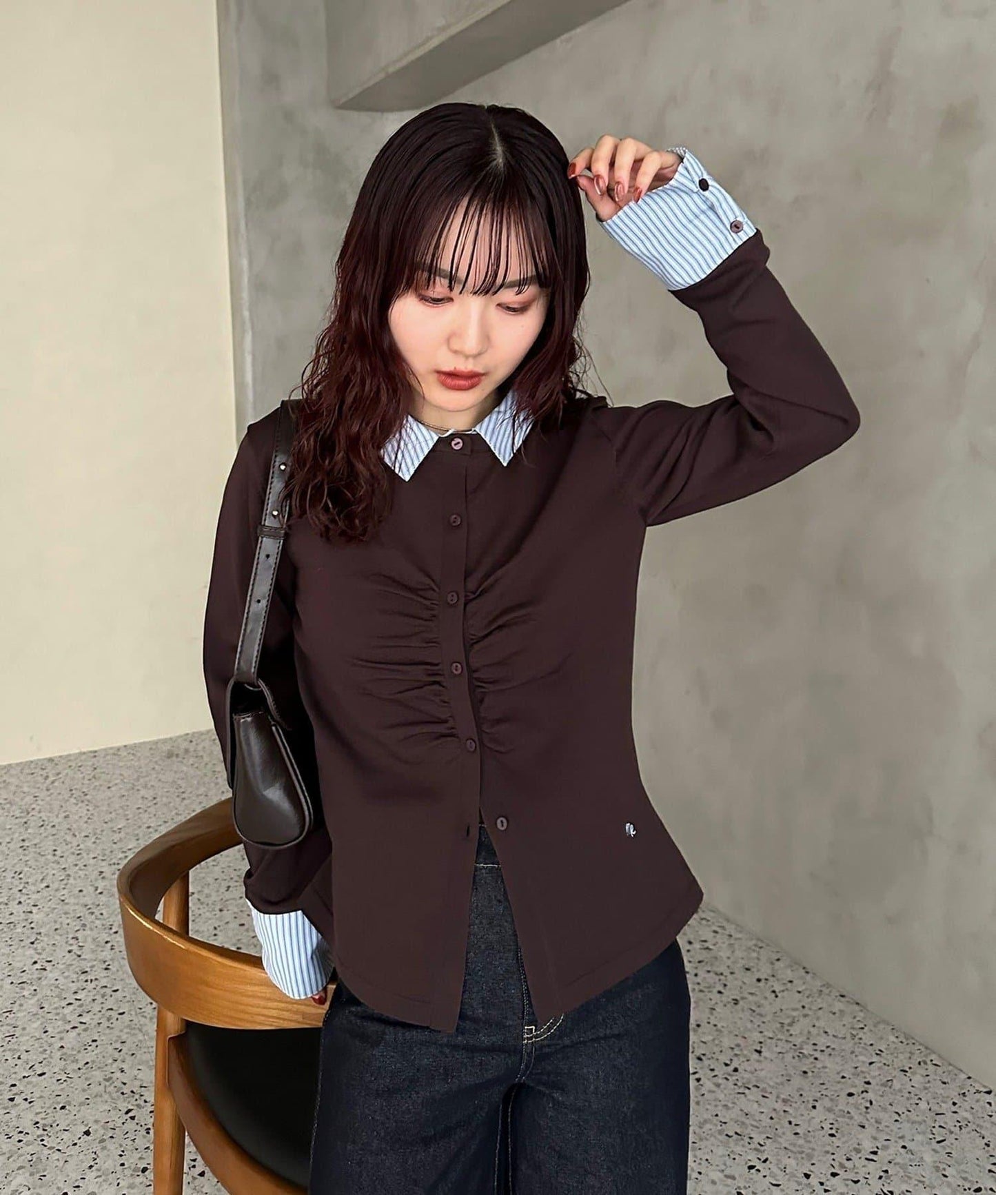 【@___s_m17企畫】條紋拼色假領針織衫