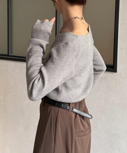 垂領羅紋針織套頭衫