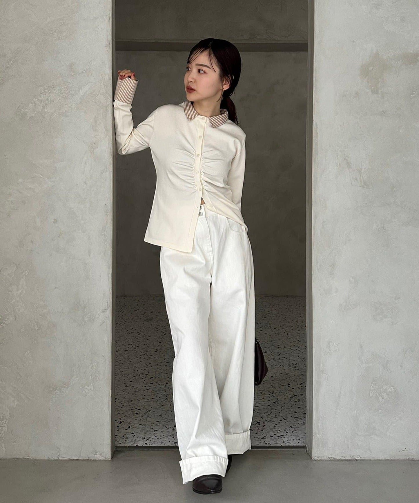 【@___s_m17企畫】條紋拼色假領針織衫