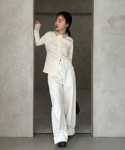 【@___s_m17企畫】條紋拼色假領針織衫