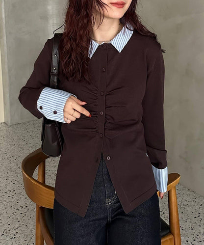 【@___s_m17企畫】條紋拼色假領針織衫