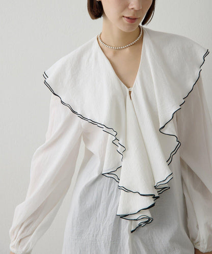 棉質荷葉邊襯衫