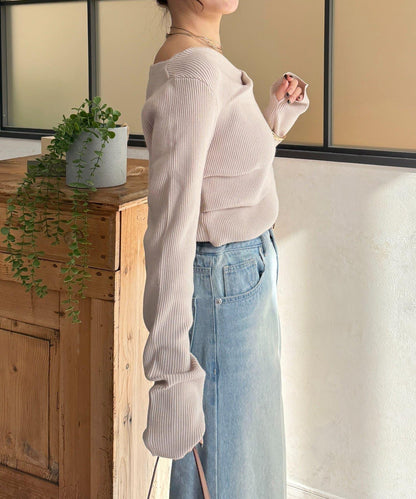 垂領羅紋針織套頭衫