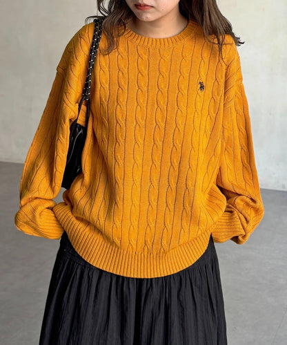 【U.S. POLO ASSN. 】1點刺繡麻花針織套頭衫