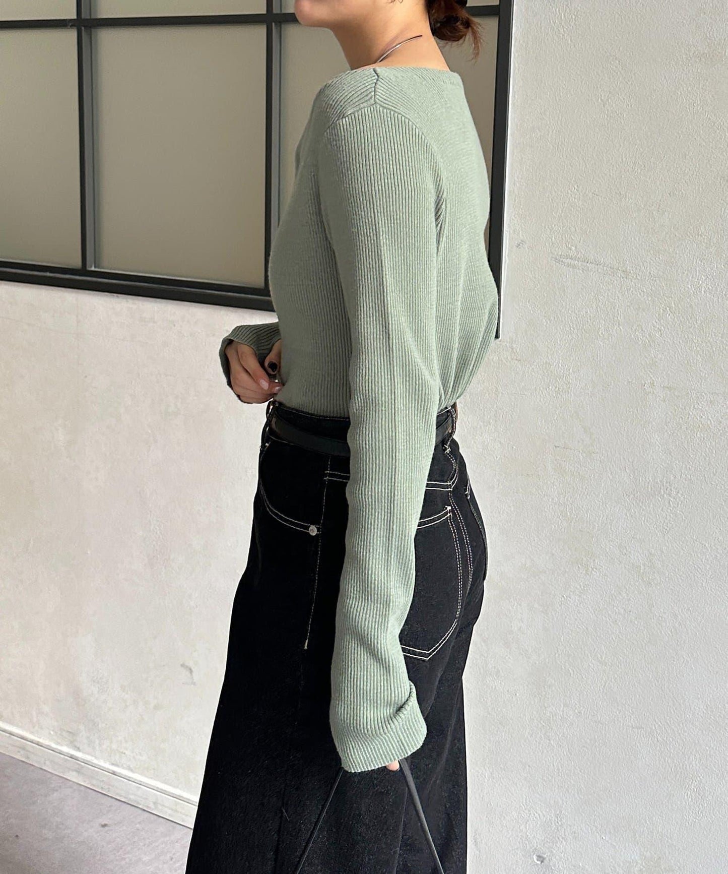 垂領羅紋針織套頭衫