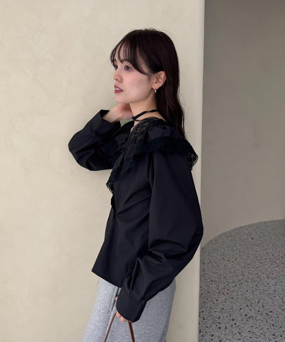 【@lily.s_y企畫】V型荷葉邊襯衫