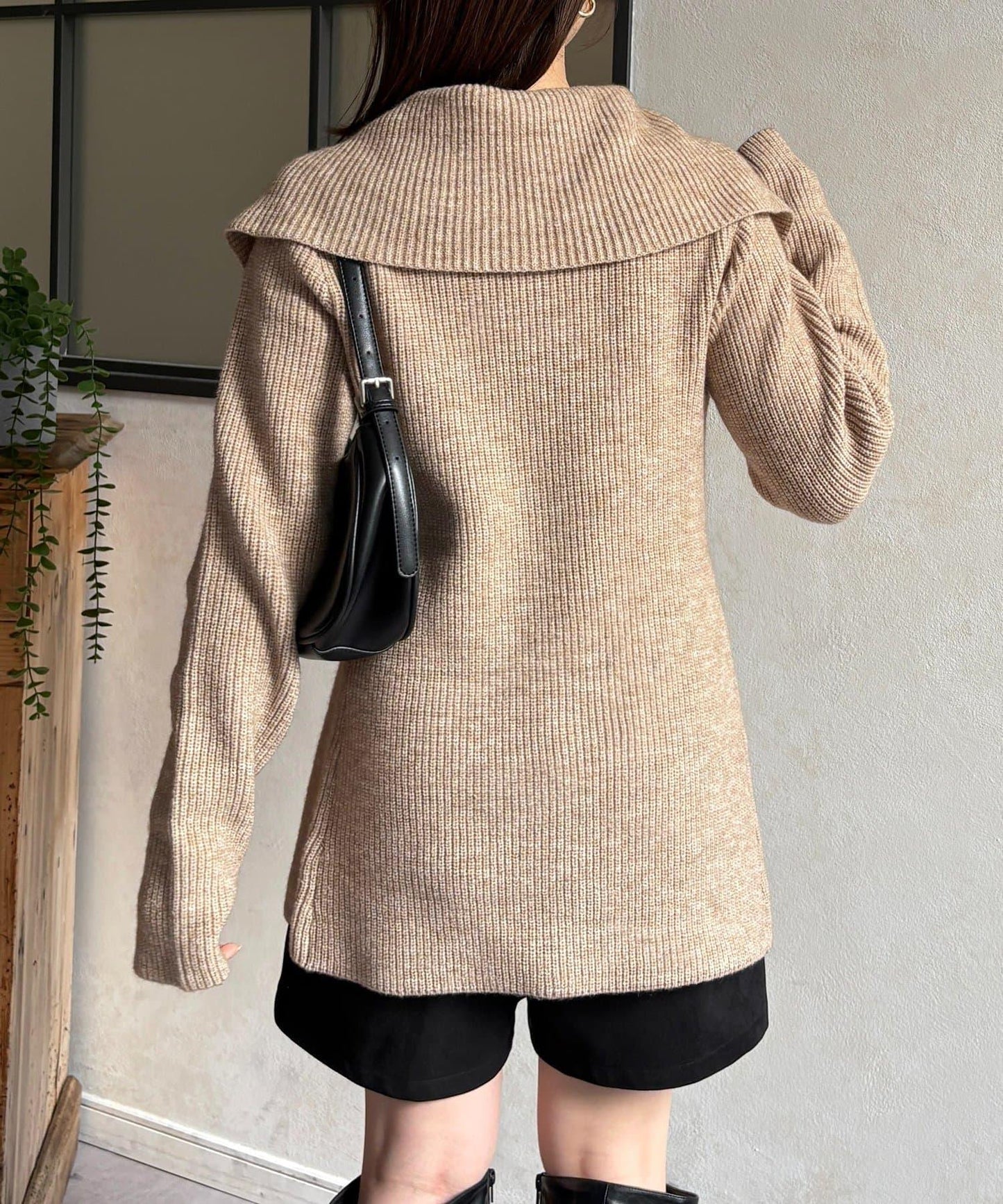 帶領雙拉鍊長款開衫