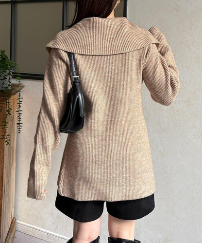 帶領雙拉鍊長款開衫