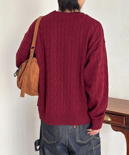 【U.S. POLO ASSN. 】1點刺繡麻花針織套頭衫