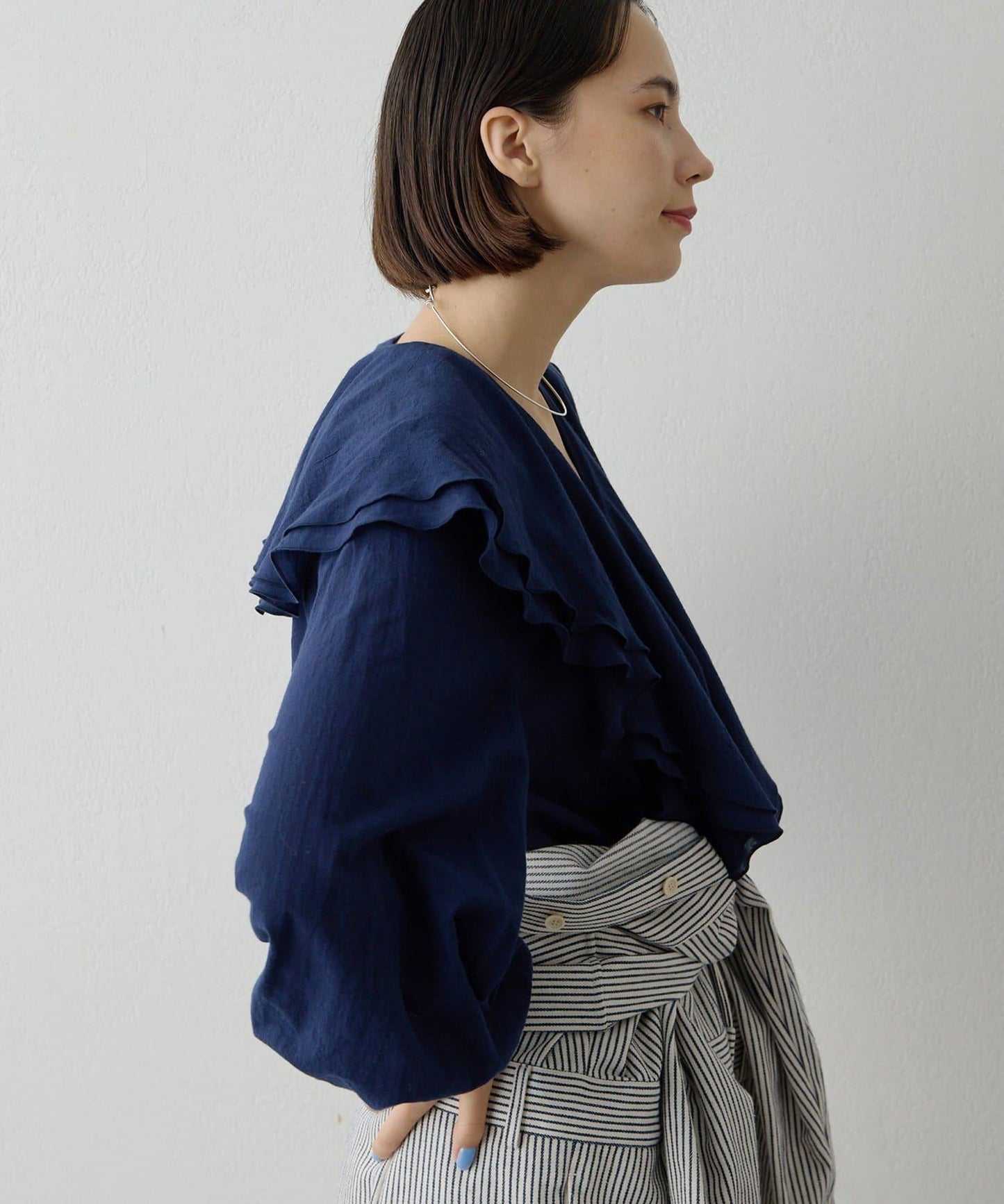 棉質荷葉邊襯衫