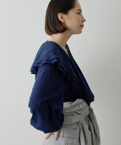 棉質荷葉邊襯衫