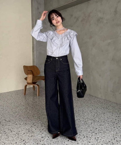 【@lily.s_y企畫】V型荷葉邊襯衫