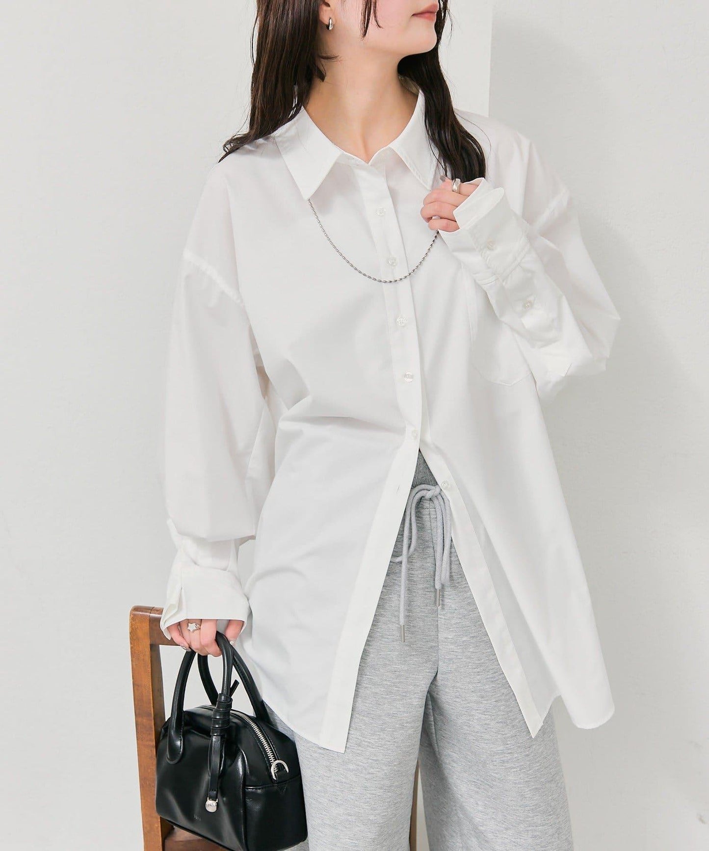 紐扣層疊寬鬆襯衫