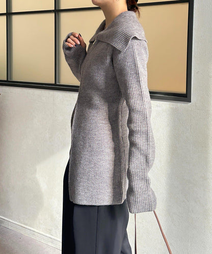 帶領雙拉鍊長款開衫