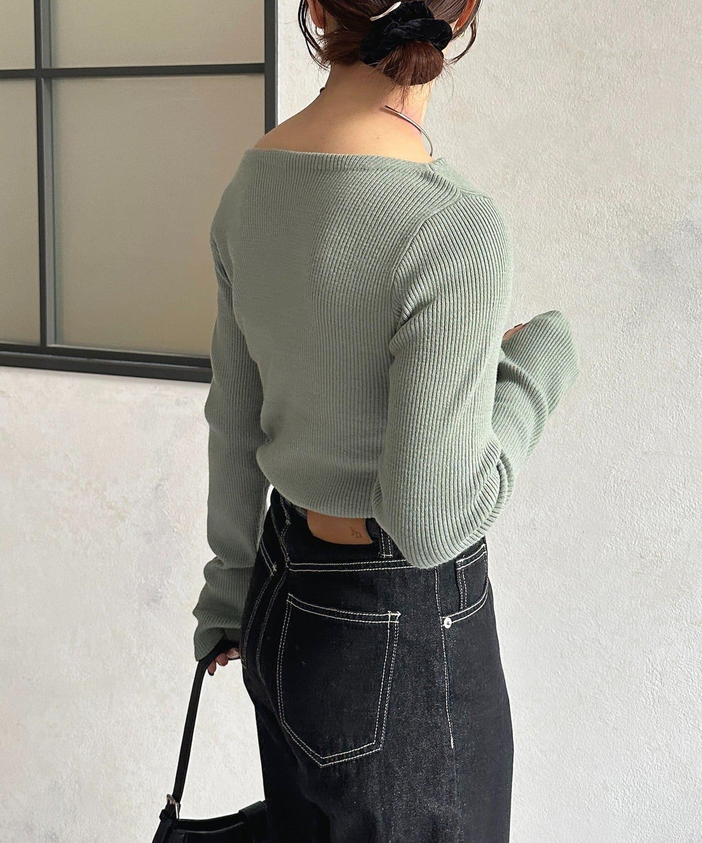 垂領羅紋針織套頭衫