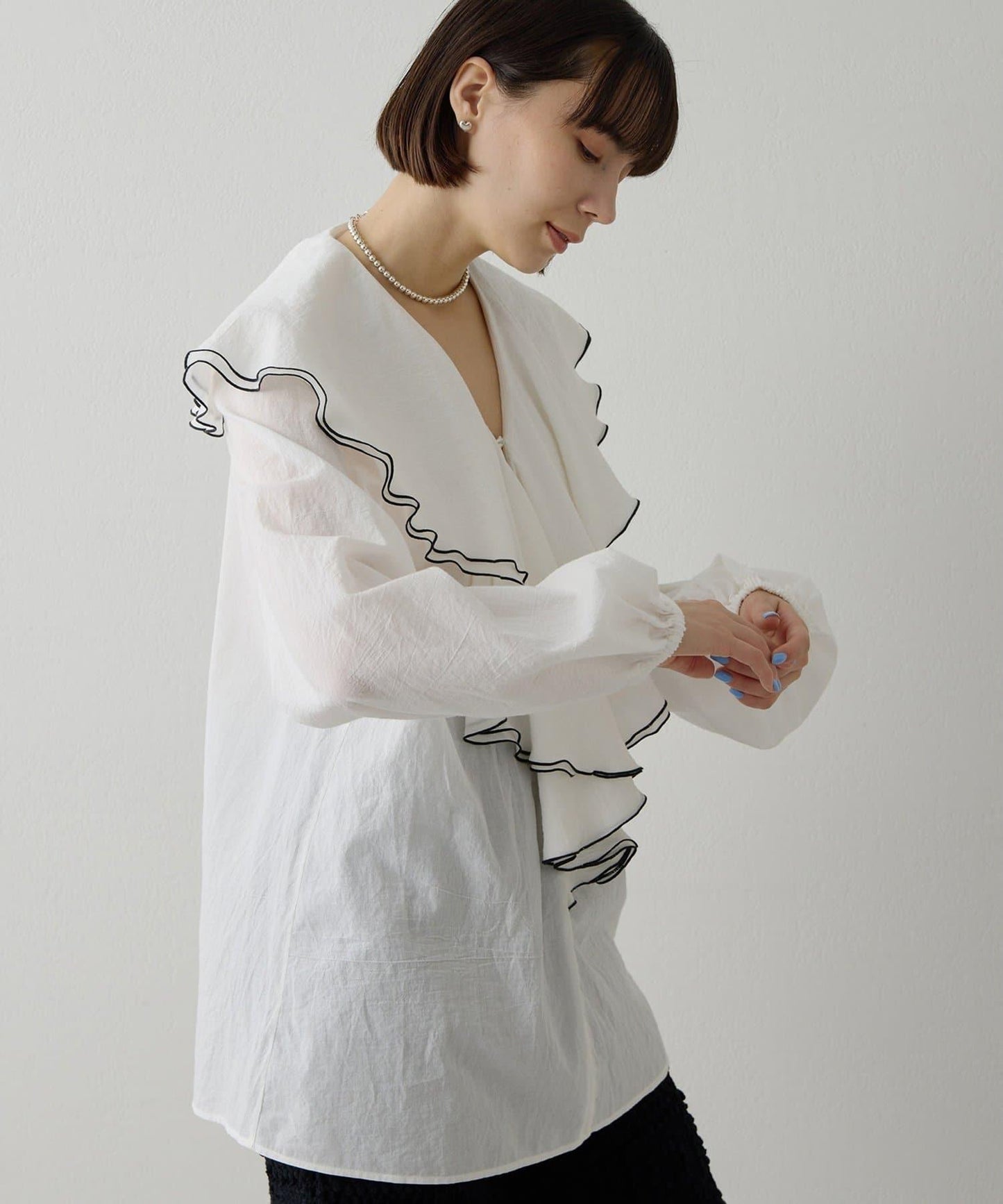 棉質荷葉邊襯衫