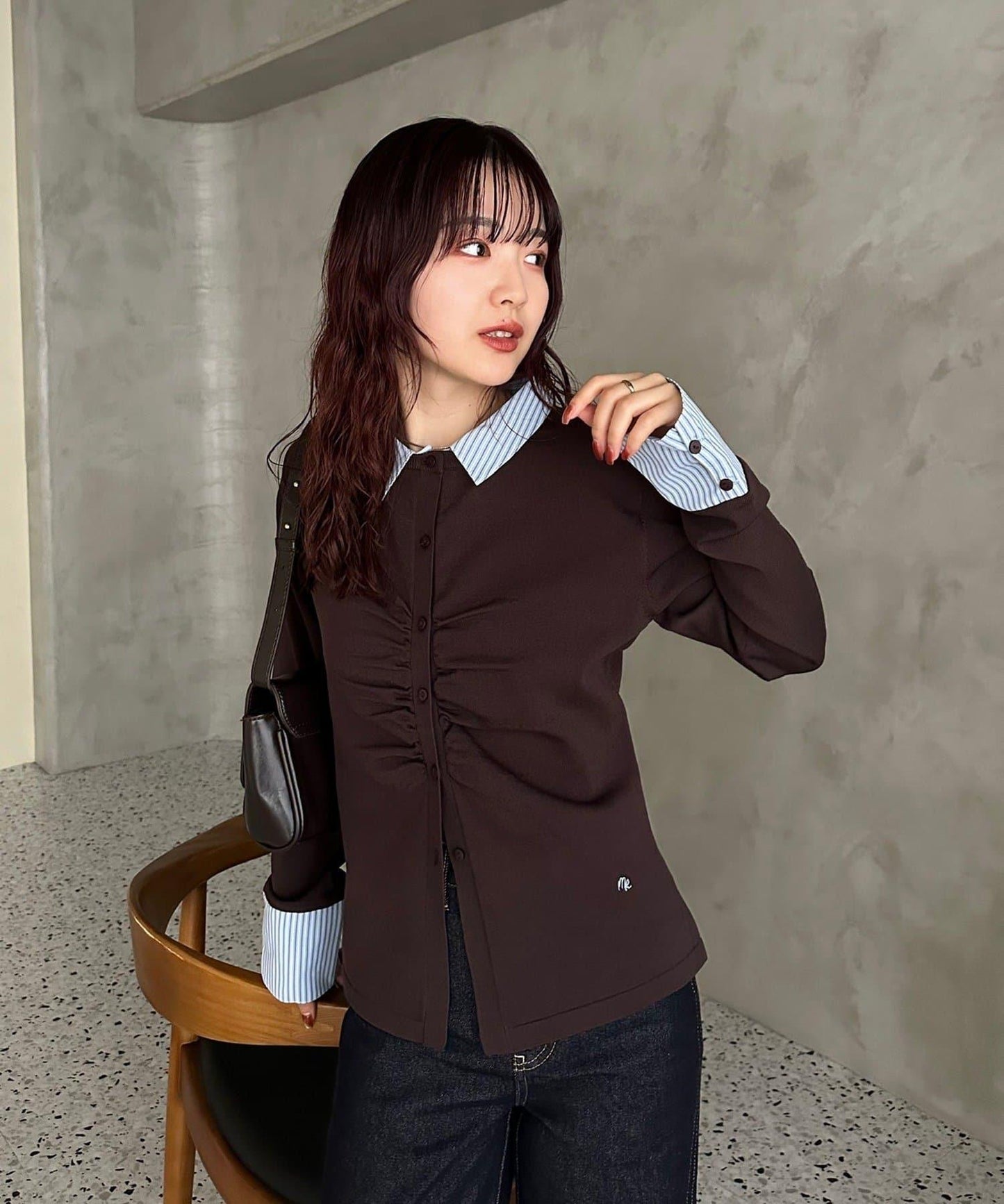 【@___s_m17企畫】條紋拼色假領針織衫