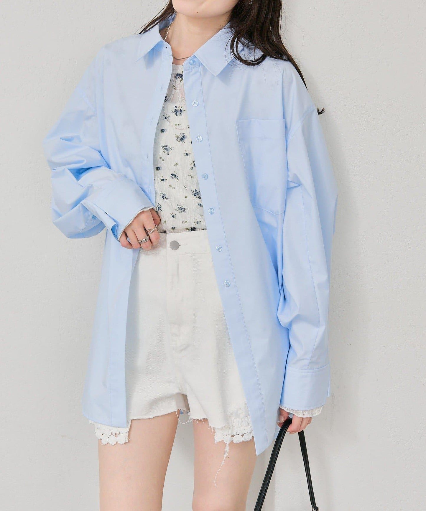 紐扣層疊寬鬆襯衫