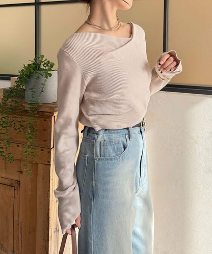 垂領羅紋針織套頭衫