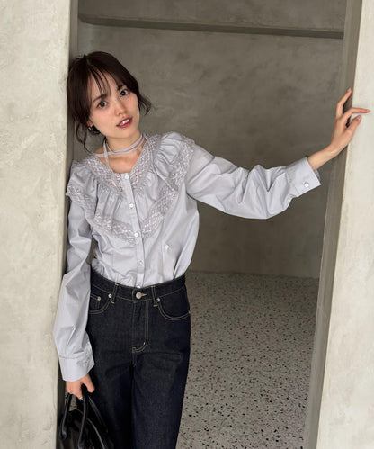 【@lily.s_y企畫】V型荷葉邊襯衫