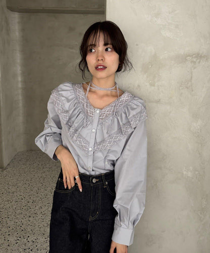 【@lily.s_y企畫】V型荷葉邊襯衫