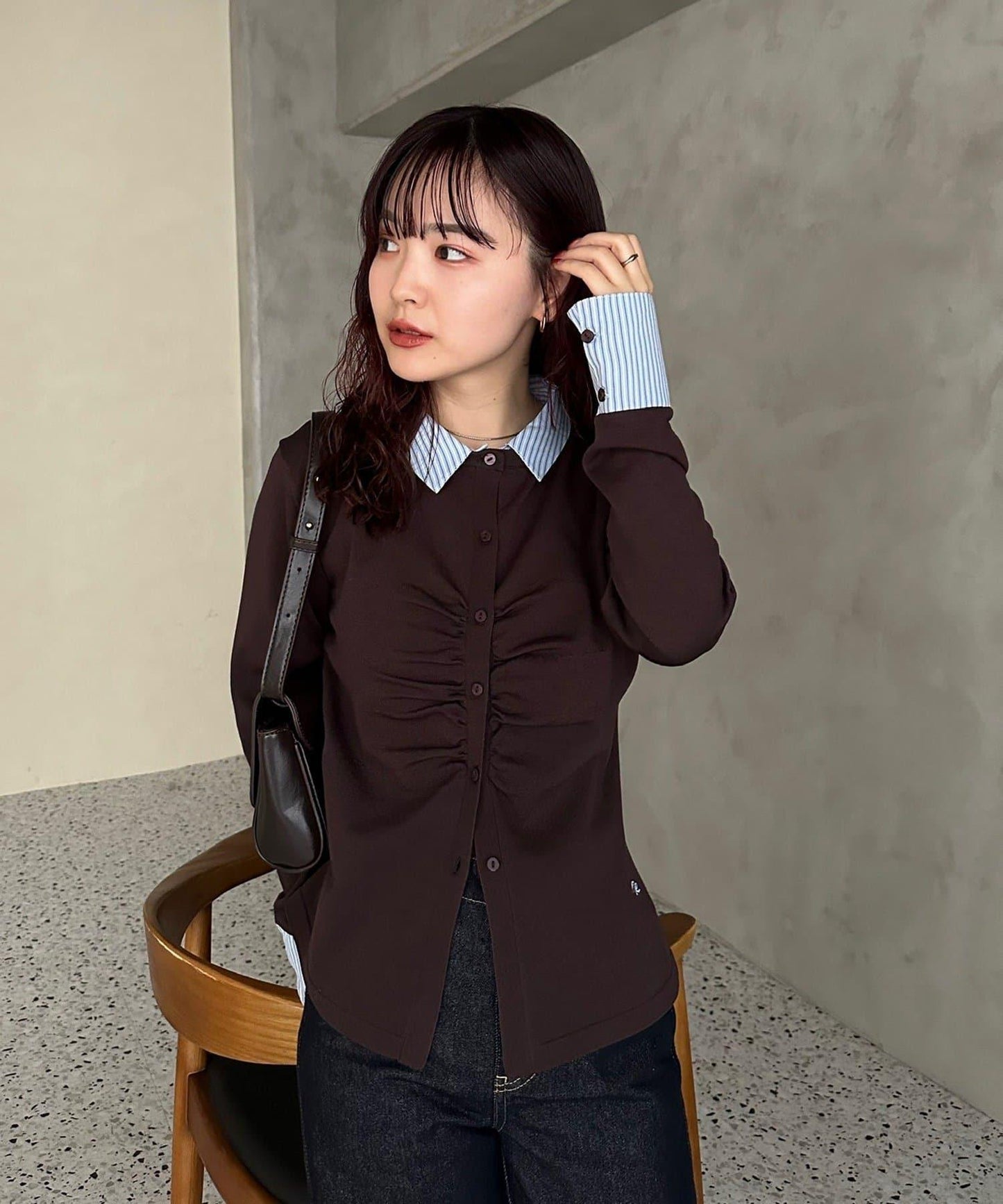 【@___s_m17企畫】條紋拼色假領針織衫