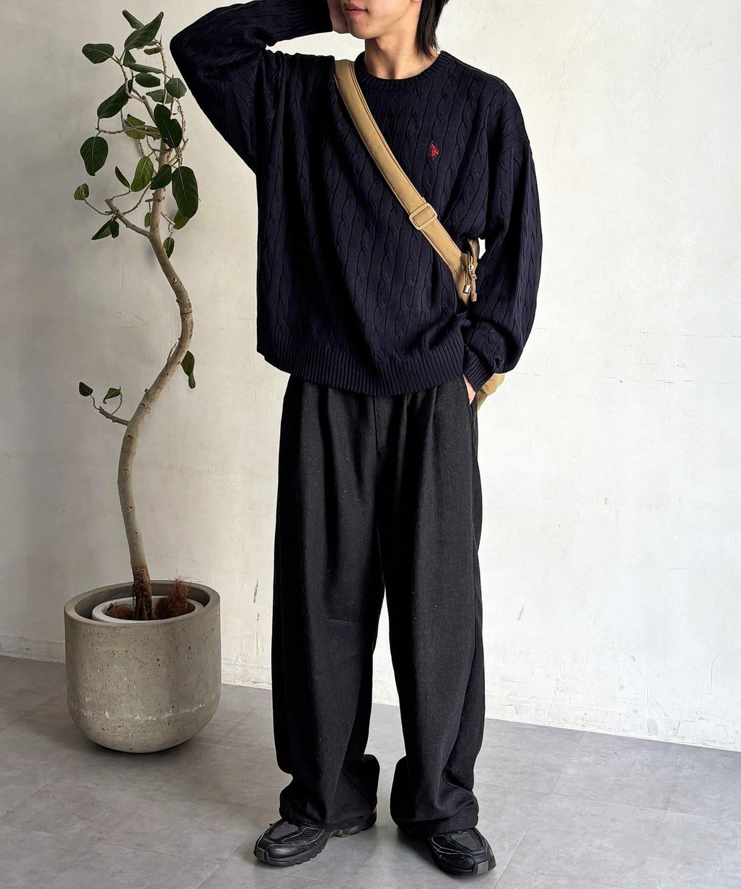 【U.S. POLO ASSN. 】1點刺繡麻花針織套頭衫