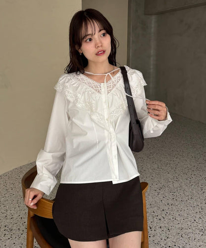 【@lily.s_y企畫】V型荷葉邊襯衫