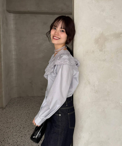 【@lily.s_y企畫】V型荷葉邊襯衫