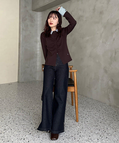 【@___s_m17企畫】條紋拼色假領針織衫