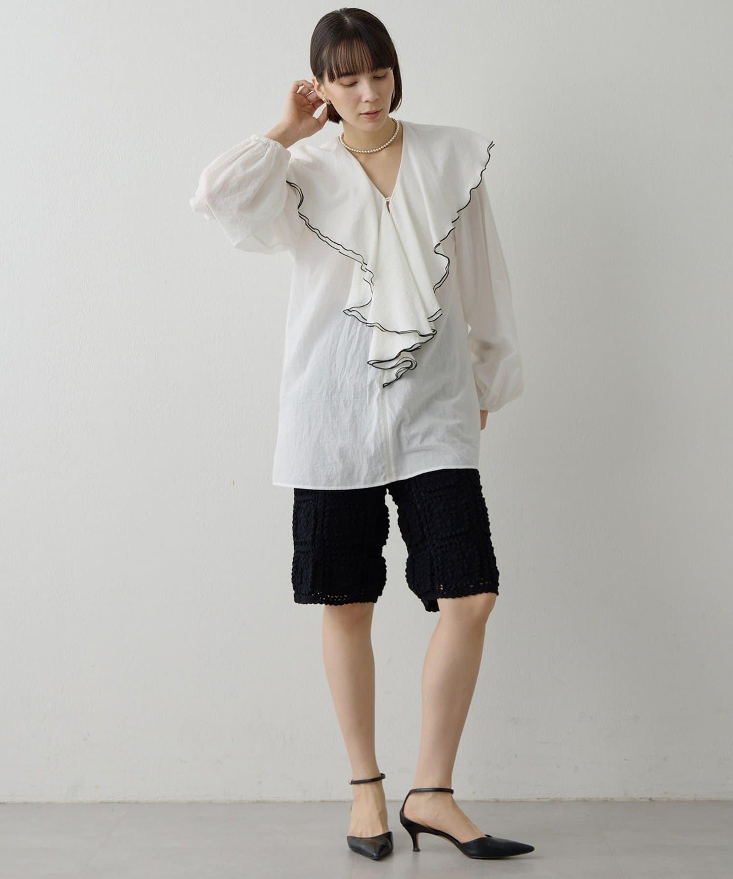棉質荷葉邊襯衫