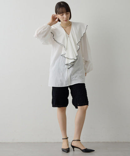 棉質荷葉邊襯衫