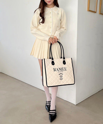 【復刻】帶有標誌刺繡的絎縫托特包