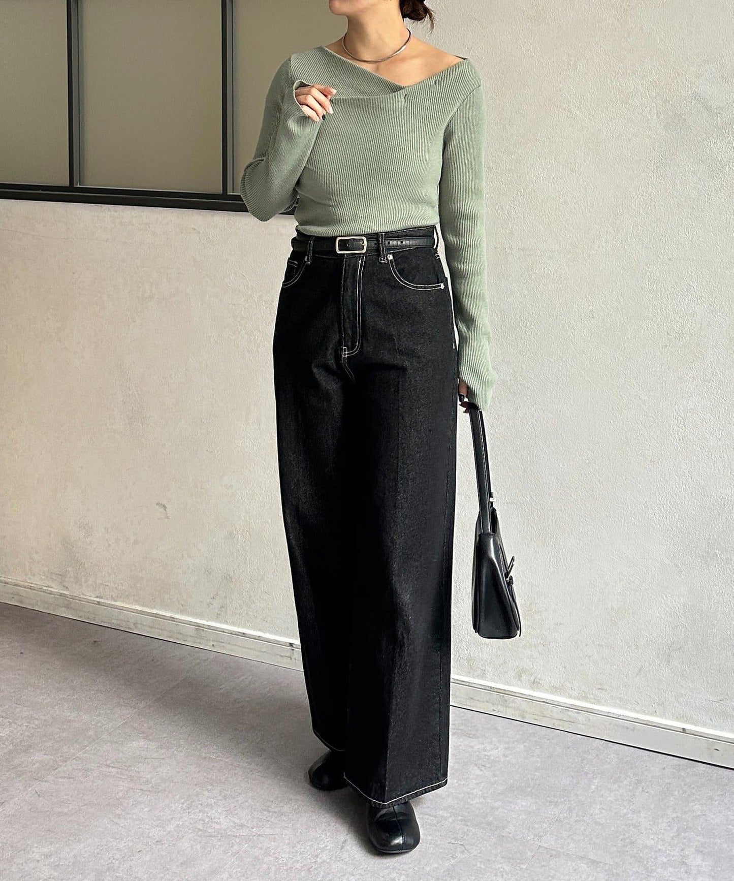 垂領羅紋針織套頭衫