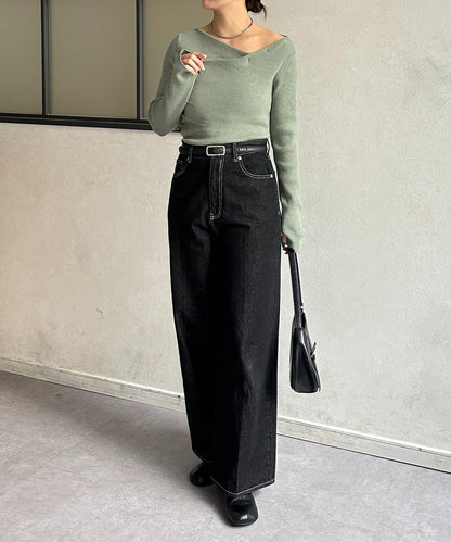 垂領羅紋針織套頭衫