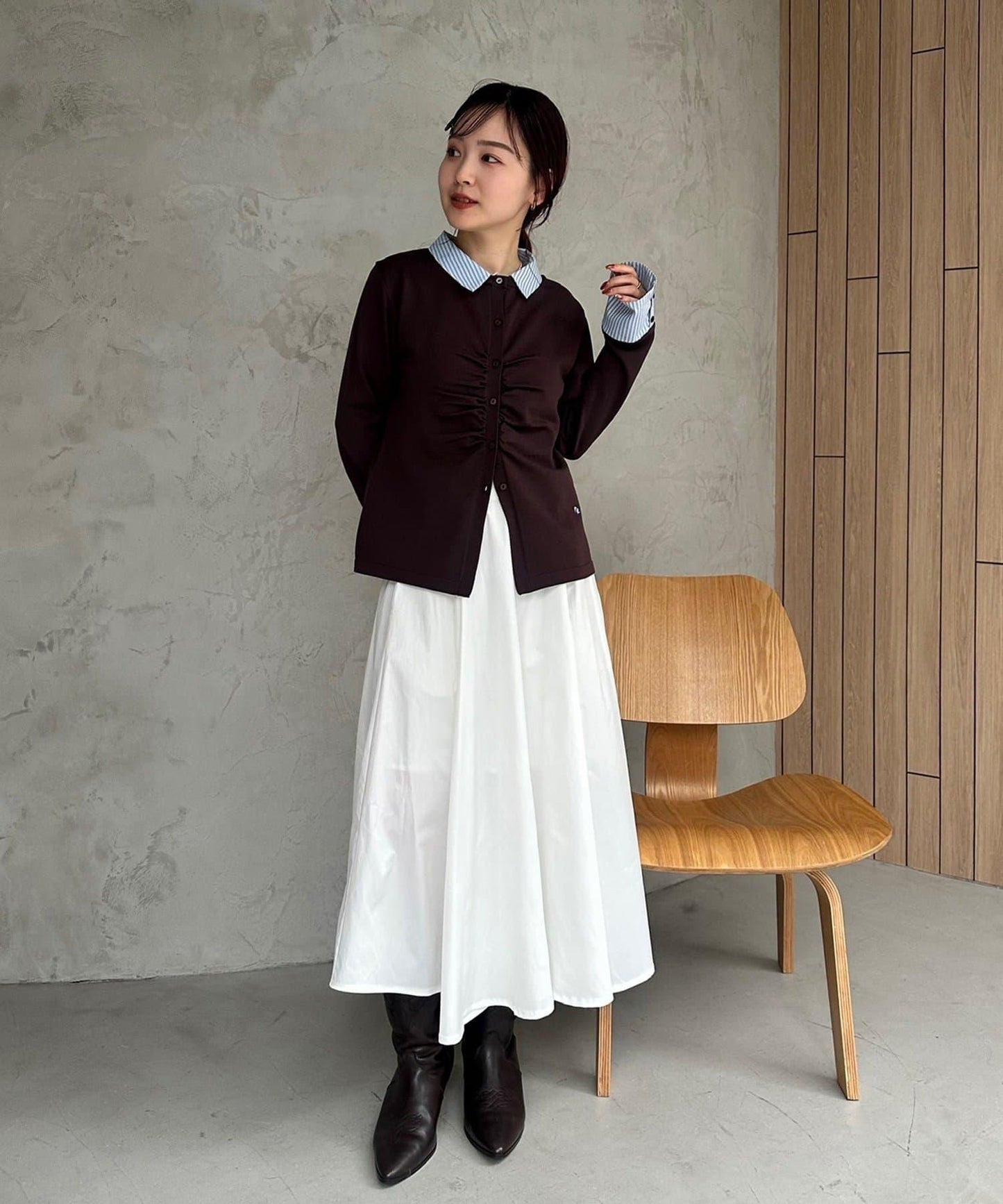 【@___s_m17企畫】條紋拼色假領針織衫