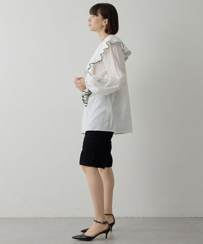 棉質荷葉邊襯衫