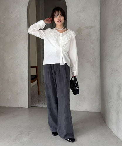 【@lily.s_y企畫】V型荷葉邊襯衫
