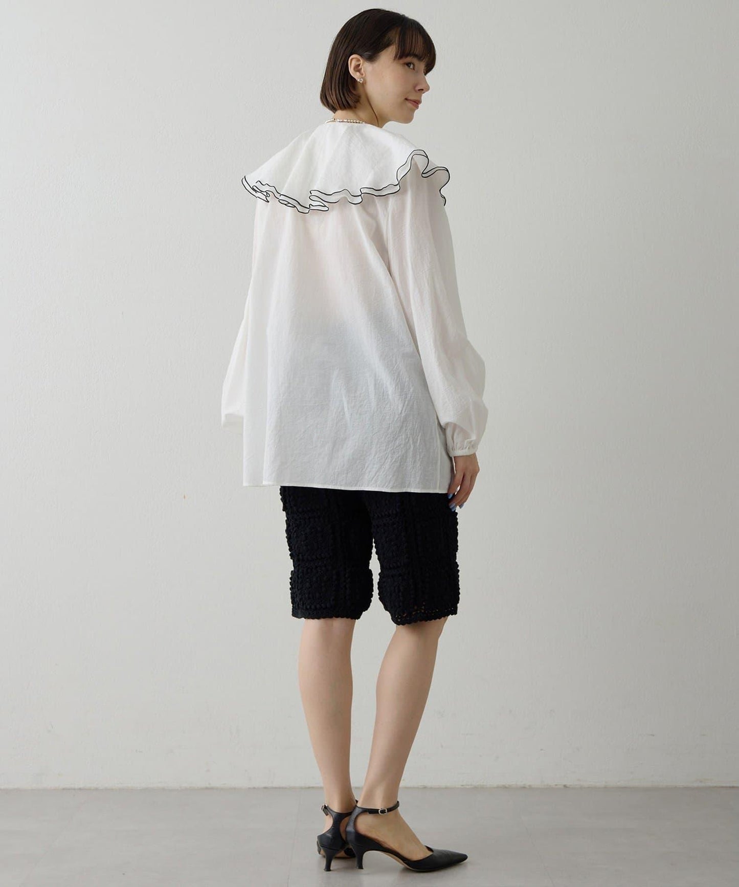 棉質荷葉邊襯衫