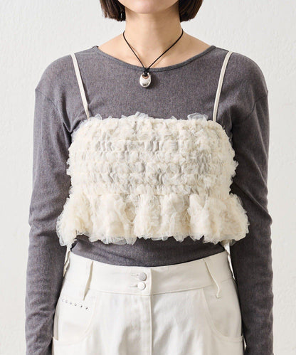 背部設計薄紗吊帶上衣