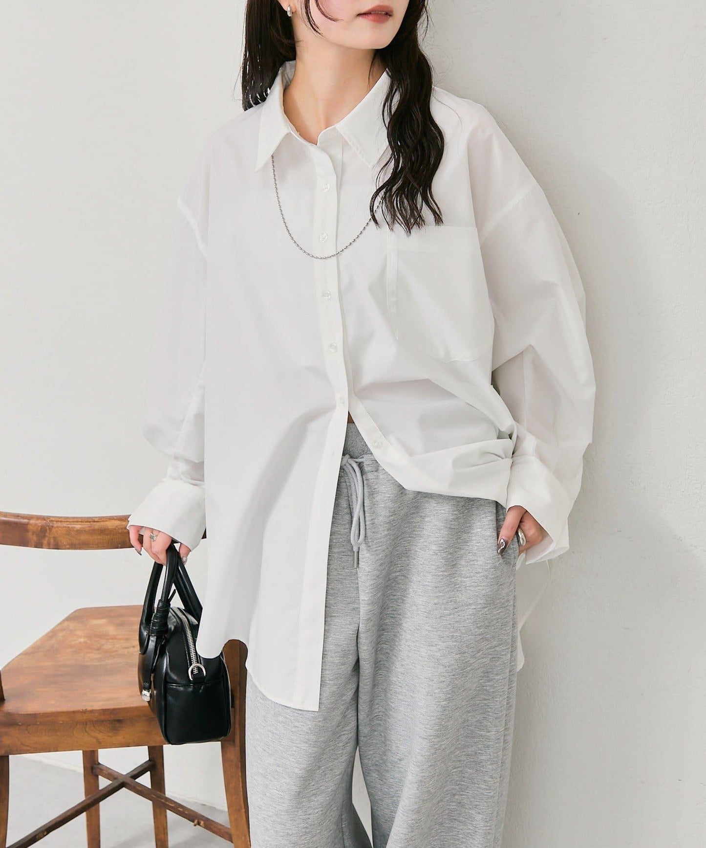 紐扣層疊寬鬆襯衫