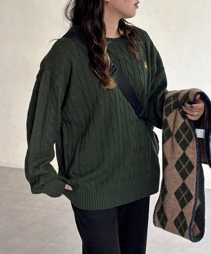 【U.S. POLO ASSN. 】1點刺繡麻花針織套頭衫