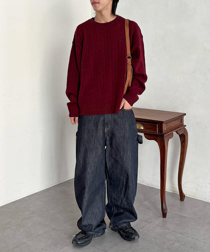 【U.S. POLO ASSN. 】1點刺繡麻花針織套頭衫