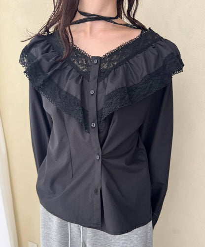 【@lily.s_y企畫】V型荷葉邊襯衫