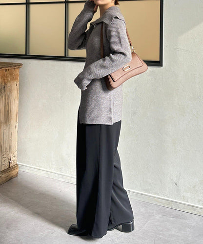 帶領雙拉鍊長款開衫